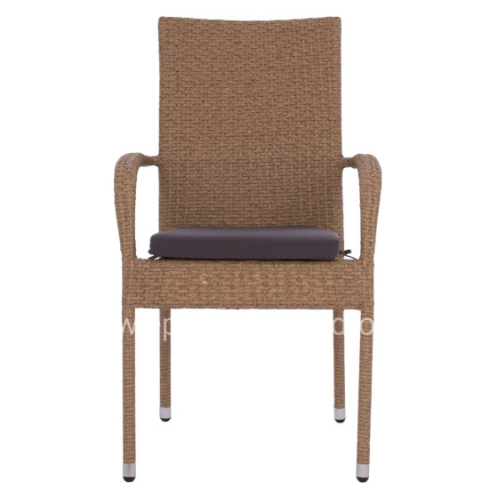 ARMCHAIR “ANISHA” METAL WITH BROWN-MOCHA WICKER AND SEAT CUSHION HM5685.02   56x60x94H CM.