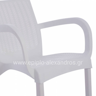 ΠΟΛΥΘΡΟΝΑ ΠΟΛΥΠΡΟΠΥΛΕΝΙΟΥ RATTAN ΠΟΔΙ ALU HM5591.01 ΧΡΩΜΑ ΛΕΥΚΟ 60x60x82 cm