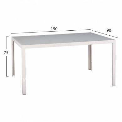 ΣΕΤ ΤΡΑΠΕΖΑΡΙΑΣ 5ΤΜΧ ΤΡΑΠ. 150Χ90 & ΠΟΛ/ΝΕΣ ΑΛΟΥΜΙΝΙΟΥ ΜΕ POLYWOOD ΛΕΥΚΕΣ HM11706.01