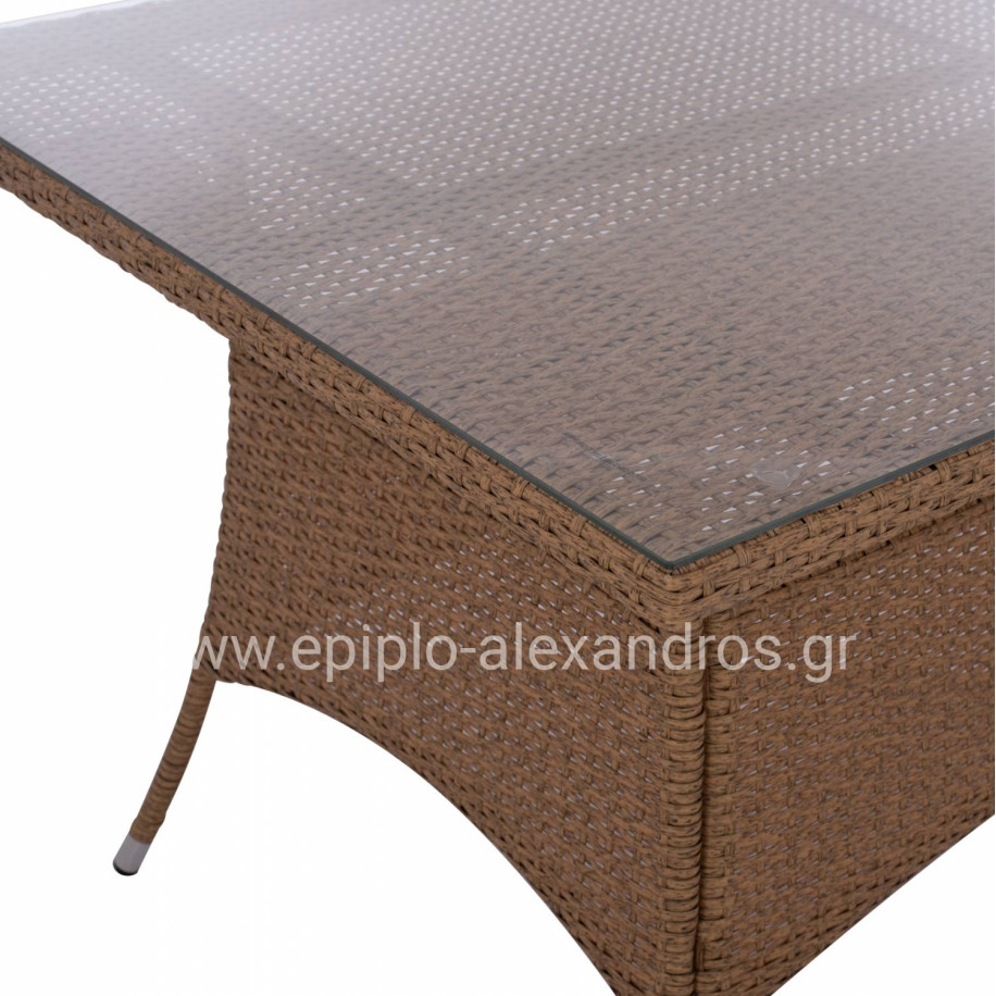 ΤΡΑΠΕΖΙ ΜΕΤΑΛΛΙΚΟ MINSK RATTAN ΜΠΕΖ ΚΑΦΕ HM5507.02 150x90x75 εκ.