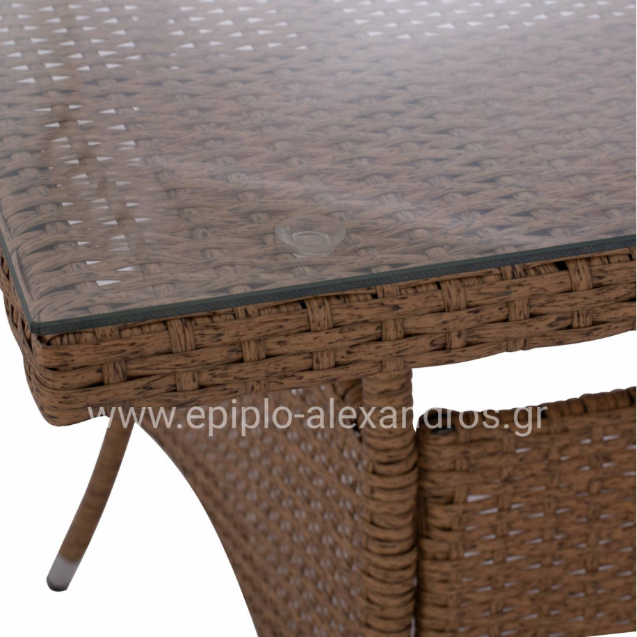 ΤΡΑΠΕΖΙ ΜΕΤΑΛΛΙΚΟ MINSK RATTAN ΜΠΕΖ ΚΑΦΕ HM5507.02 150x90x75 εκ.