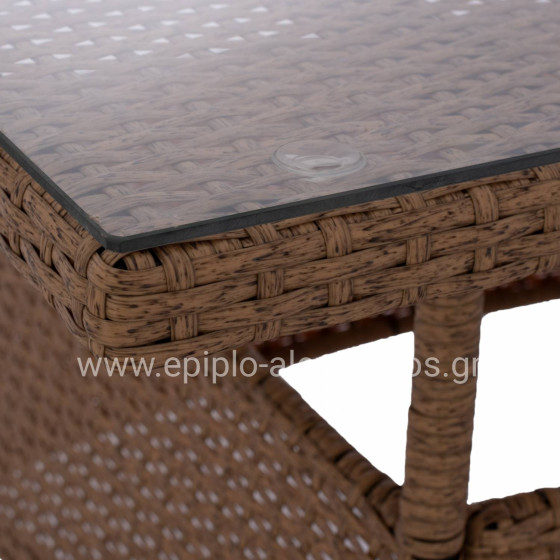 ΤΡΑΠΕΖΙ ΜΕΤΑΛΛΙΚΟ MILITARY RATTAN ΜΠΕΖ ΚΑΦΕ HM5141.32 120x70x75Υ εκ.