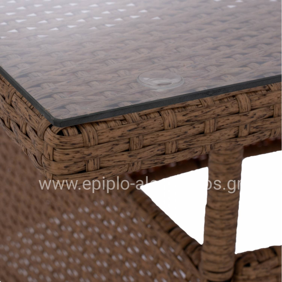 ΤΡΑΠΕΖΙ ΜΕΤΑΛΛΙΚΟ MILITARY RATTAN ΜΠΕΖ ΚΑΦΕ HM5141.32 120x70x75Υ εκ.
