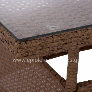 ΤΡΑΠΕΖΙ ΜΕΤΑΛΛΙΚΟ MILITARY RATTAN ΜΠΕΖ ΚΑΦΕ HM5141.32 120x70x75Υ εκ.