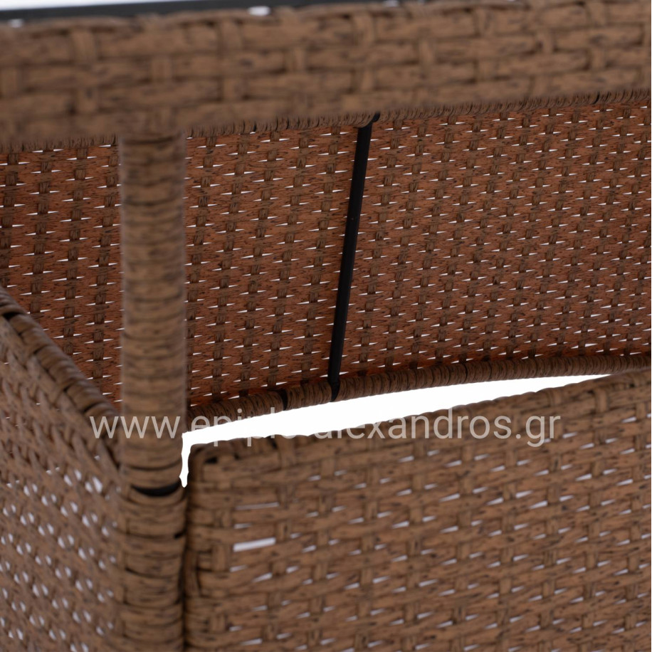ΤΡΑΠΕΖΙ ΜΕΤΑΛΛΙΚΟ MILITARY RATTAN ΜΠΕΖ ΚΑΦΕ HM5141.32 120x70x75Υ εκ.