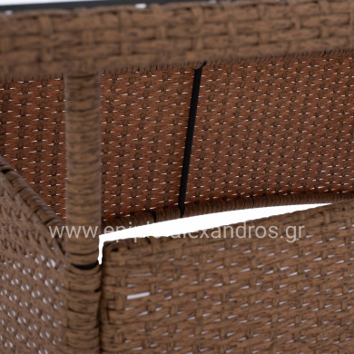 ΤΡΑΠΕΖΙ ΜΕΤΑΛΛΙΚΟ MILITARY RATTAN ΜΠΕΖ ΚΑΦΕ HM5141.32 120x70x75Υ εκ.