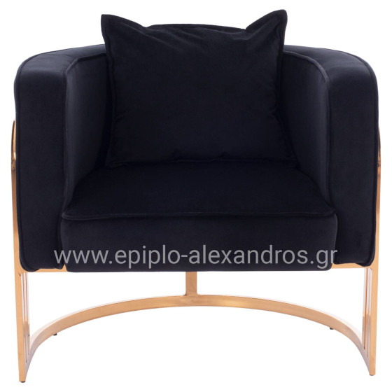 TIANA ARMCHAIR WITH GOLD METAL FRAME AND LOW BACK IN A SEMI-CIRCULAR ARRANGEMENT HM8738.04