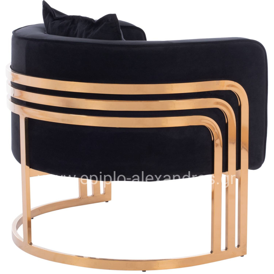 TIANA ARMCHAIR WITH GOLD METAL FRAME AND LOW BACK IN A SEMI-CIRCULAR ARRANGEMENT HM8738.04