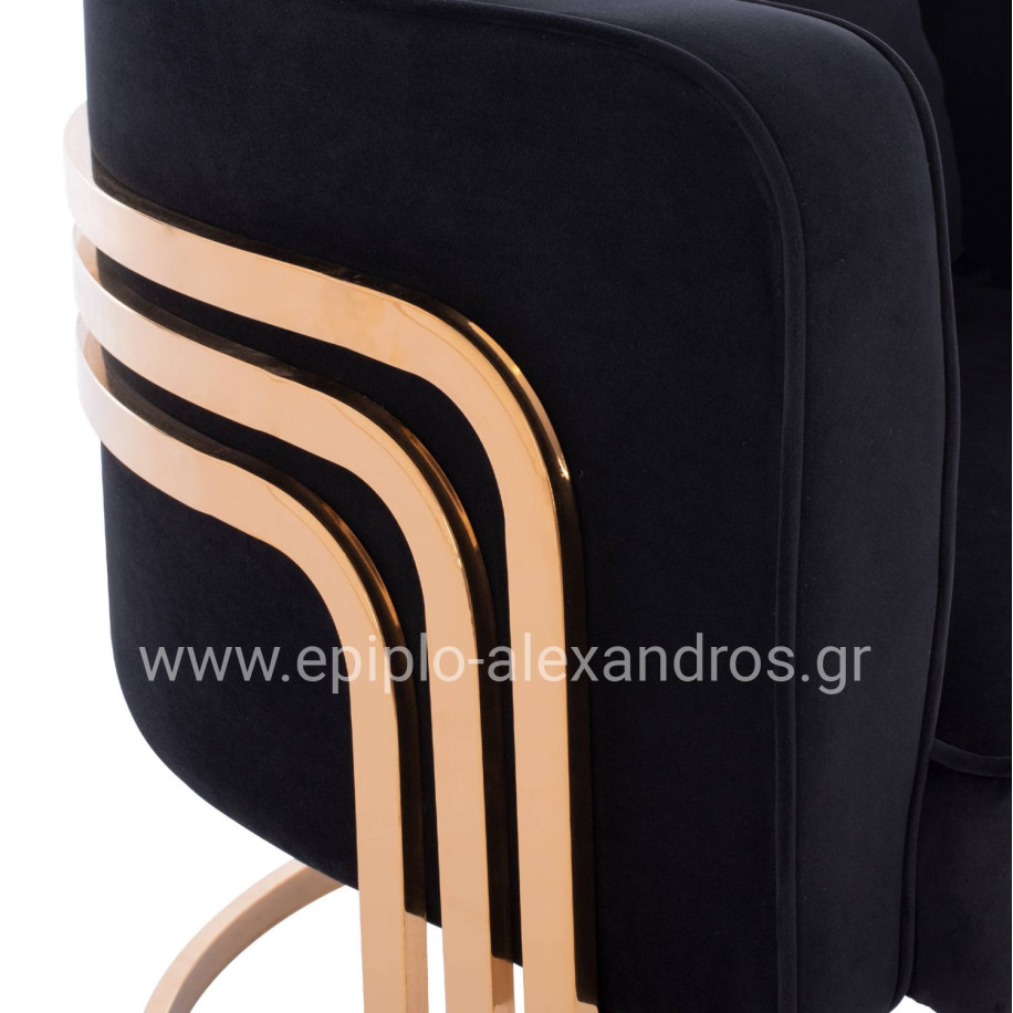 TIANA ARMCHAIR WITH GOLD METAL FRAME AND LOW BACK IN A SEMI-CIRCULAR ARRANGEMENT HM8738.04