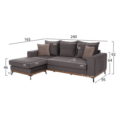 PORTOFINO corner sofa, grey, high leg