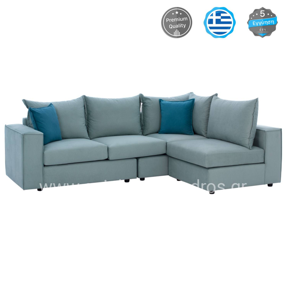 Corner Sofa “MONZA”, interchangeable, 3 pcs, pistachio green, stain-resistant, water-repellent