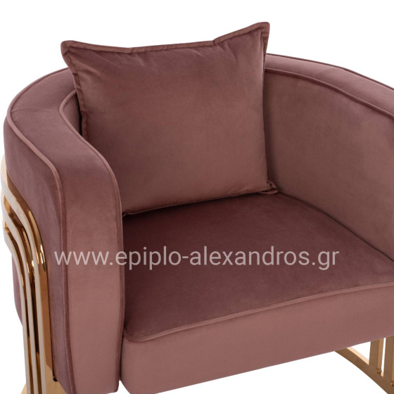 TIANA ARMCHAIR WITH GOLD METAL FRAME AND LOW BACK HM8738.02