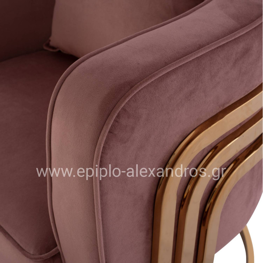 TIANA ARMCHAIR WITH GOLD METAL FRAME AND LOW BACK HM8738.02