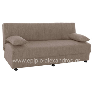 Hm3239.04 ANDRI three-seater sofa-bed, beige fabric, short legs, without arms