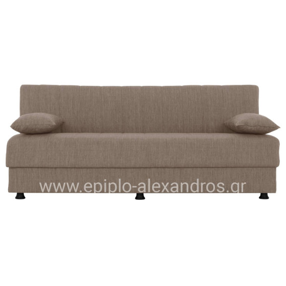Hm3239.04 ANDRI three-seater sofa-bed, beige fabric, short legs, without arms