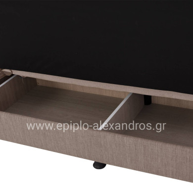 Hm3239.04 ANDRI three-seater sofa-bed, beige fabric, short legs, without arms