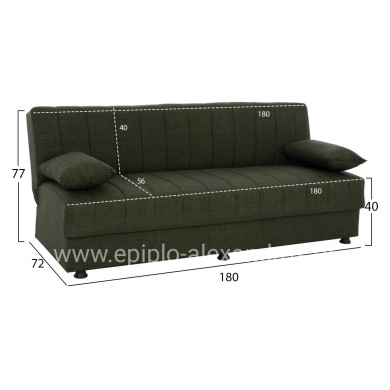Hm3239.05 ANDRI three-seater sofa-bed, cypress green fabric