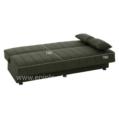 Hm3239.05 ANDRI three-seater sofa-bed, cypress green fabric