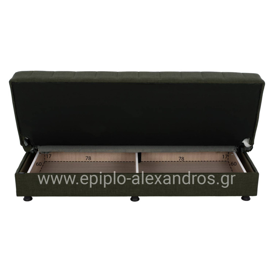 Hm3239.05 ANDRI three-seater sofa-bed, cypress green fabric