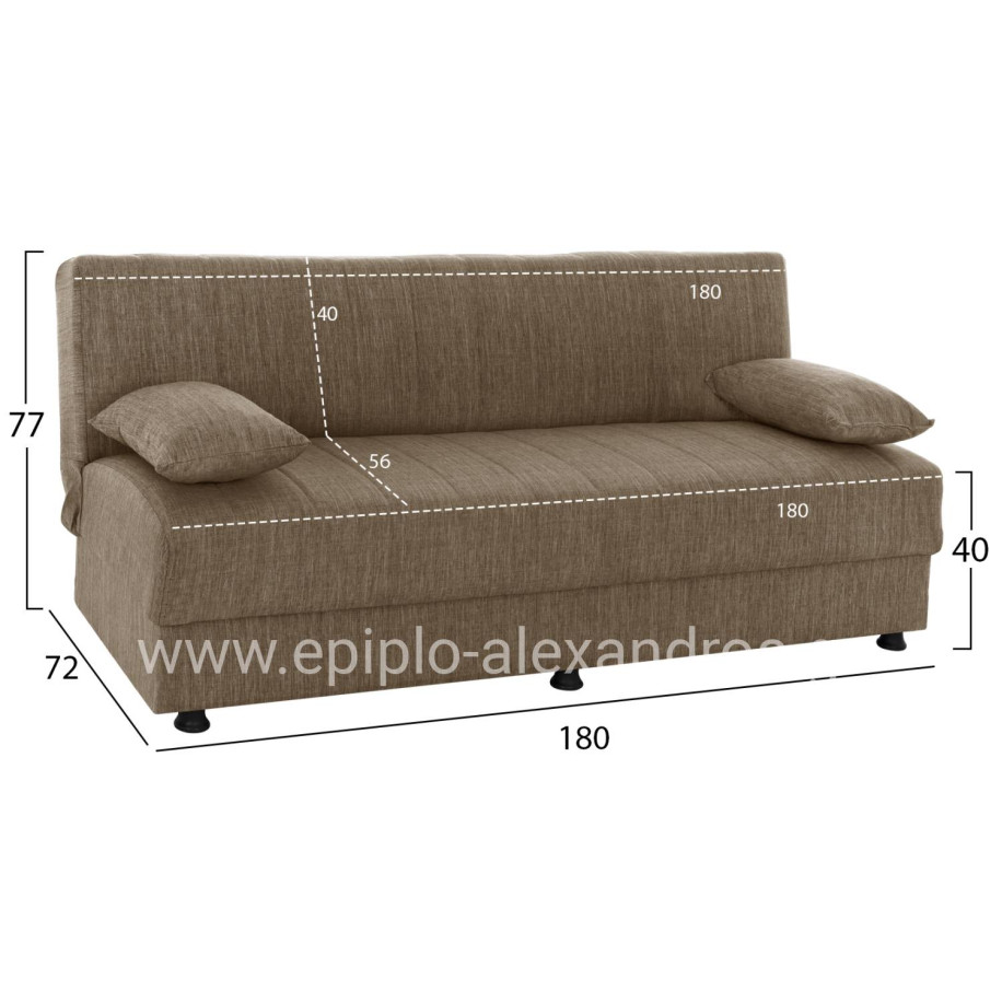 Hm3239.02 ANDRI three-seater sofa-bed, brown fabric