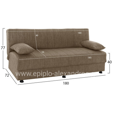 Hm3239.02 ANDRI three-seater sofa-bed, brown fabric