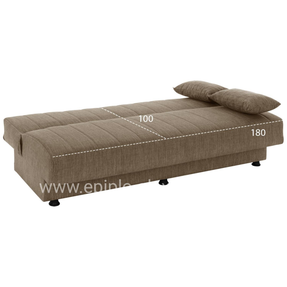 Hm3239.02 ANDRI three-seater sofa-bed, brown fabric