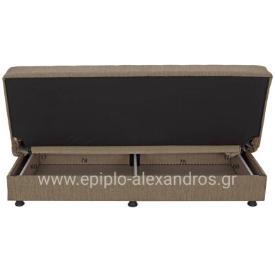 Hm3239.02 ANDRI three-seater sofa-bed, brown fabric