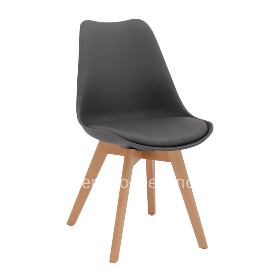 DINING CHAIR VEGAS HM0033.03 BEECH WOOD LEGS-P.P. SEAT IN DARK GRAY 45x56x80Hcm.