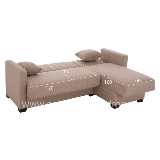 HM3244.04 corner sofa-bed, reversible, 200x133x77Ηcm, beige
