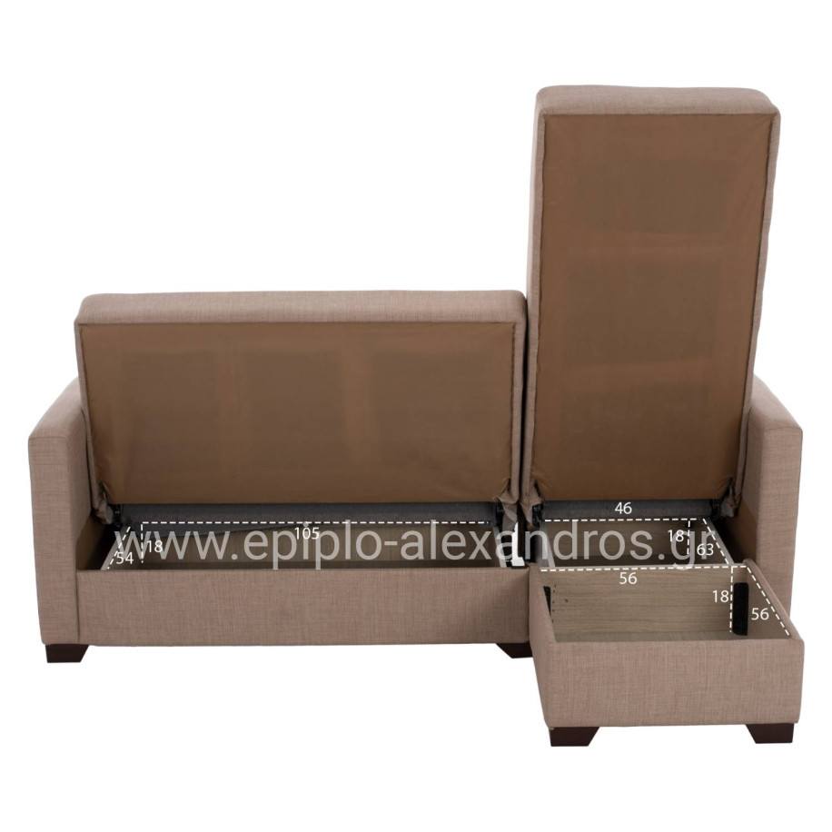HM3244.04 corner sofa-bed, reversible, 200x133x77Ηcm, beige