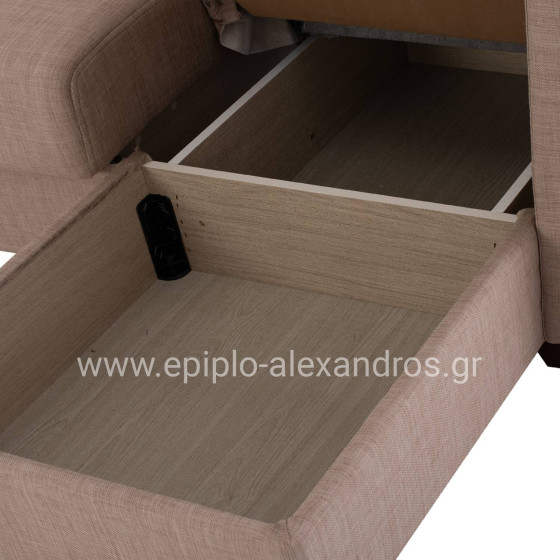 HM3244.04 corner sofa-bed, reversible, 200x133x77Ηcm, beige