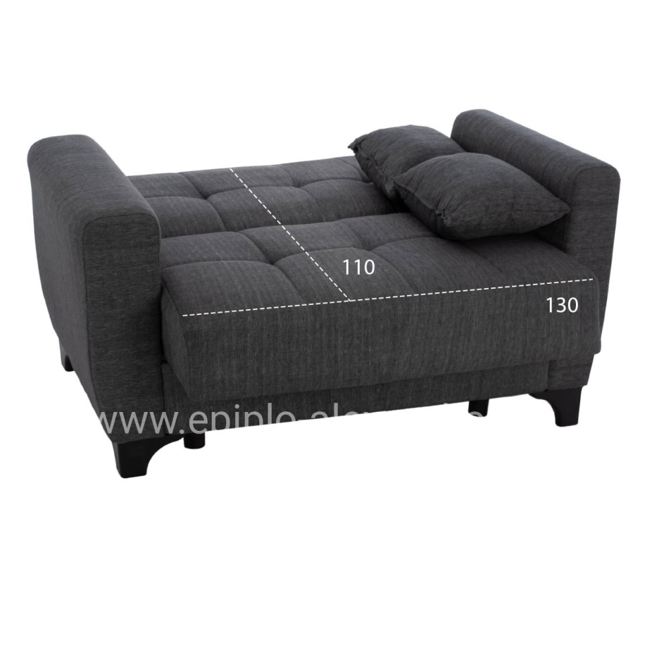 HM3243.03 2-SEATER SOFA-BED, TALL BACK, GREY, 160x84x88cm