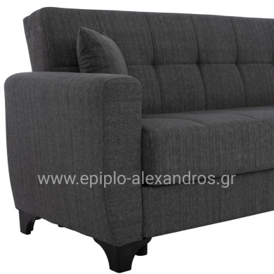 HM3243.03 2-SEATER SOFA-BED, TALL BACK, GREY, 160x84x88cm