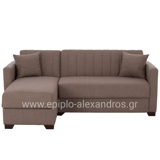 HM3244.02, corner sofa-bed, reversible, brown, 202x140x78H