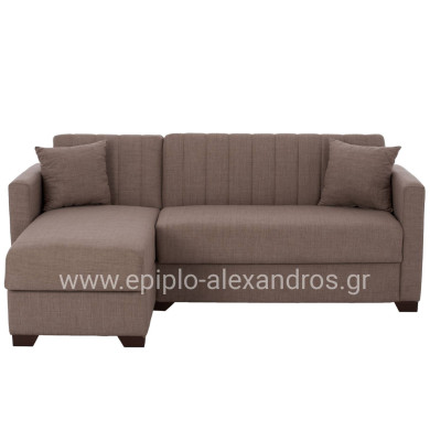 HM3244.02, corner sofa-bed, reversible, brown, 202x140x78H