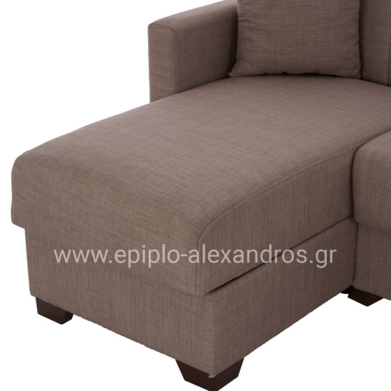 HM3244.02, corner sofa-bed, reversible, brown, 202x140x78H