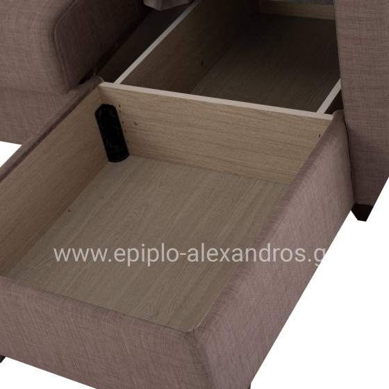 HM3244.02, corner sofa-bed, reversible, brown, 202x140x78H