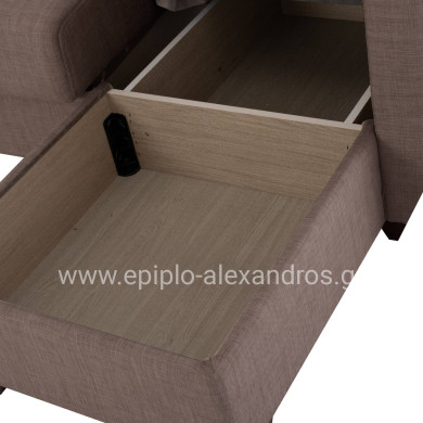 HM3244.02, corner sofa-bed, reversible, brown, 202x140x78H