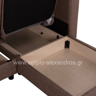 HM3244.02, corner sofa-bed, reversible, brown, 202x140x78H