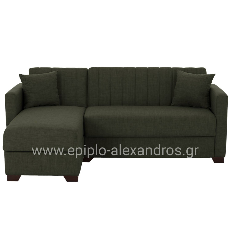HM3244.05, corner sofa-bed, dark olive, reversible, 202x140x78cm