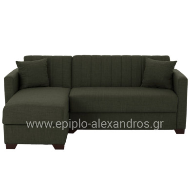 HM3244.05, corner sofa-bed, dark olive, reversible, 202x140x78cm