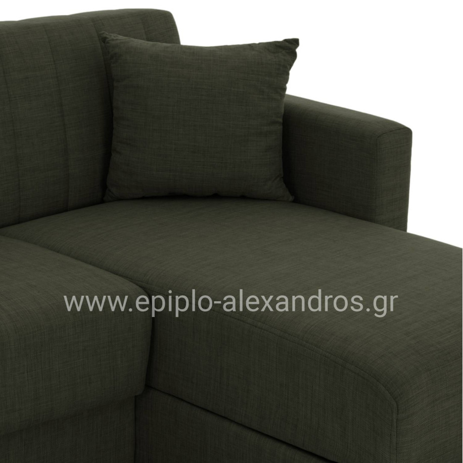 HM3244.05, corner sofa-bed, dark olive, reversible, 202x140x78cm