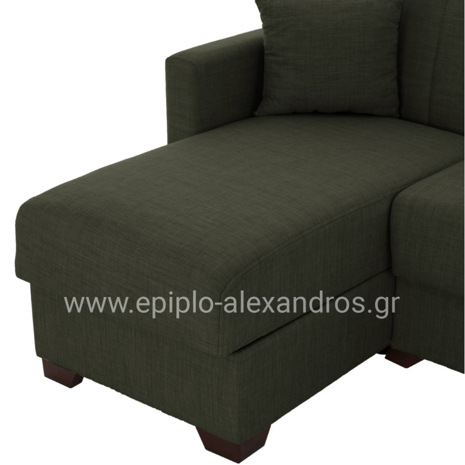 HM3244.05, corner sofa-bed, dark olive, reversible, 202x140x78cm