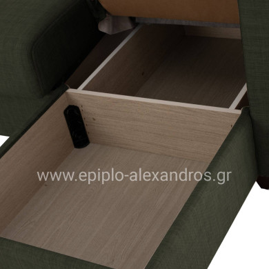 HM3244.05, corner sofa-bed, dark olive, reversible, 202x140x78cm