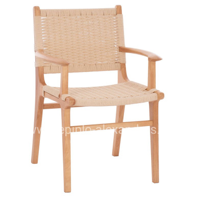ARMCHAIR HM9331.01 IGNACIO INDOORS RUBBERWOOD ROPE SEAT 61x56x83Η