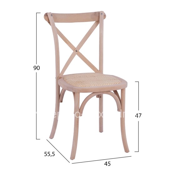 Chair Owen Wooden Stackable from beech wood unpainted with crossed back HM8575.20 45x55,5x90 cm