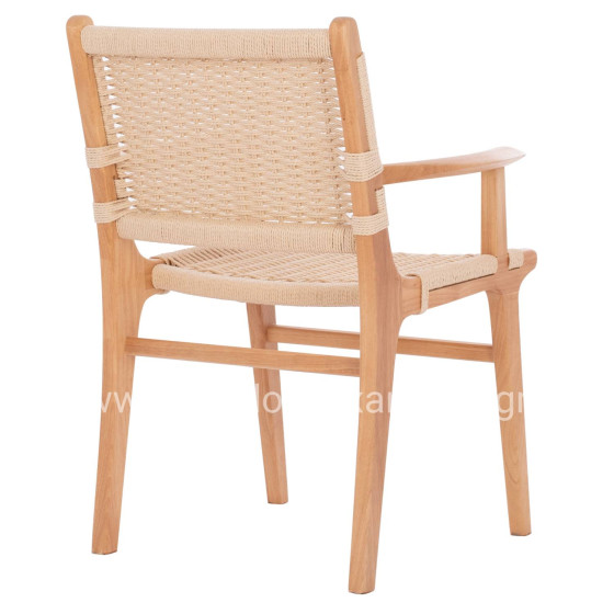 ARMCHAIR HM9331.01 IGNACIO INDOORS RUBBERWOOD ROPE SEAT 61x56x83Η