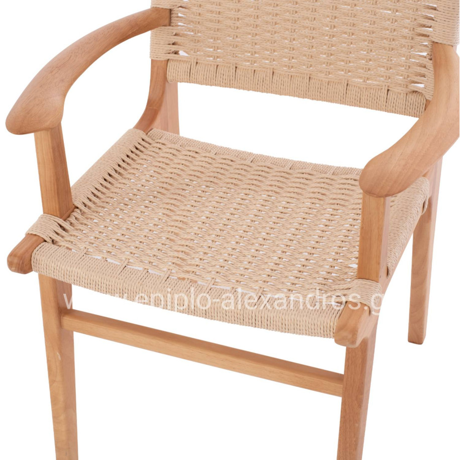 ARMCHAIR HM9331.01 IGNACIO INDOORS RUBBERWOOD ROPE SEAT 61x56x83Η