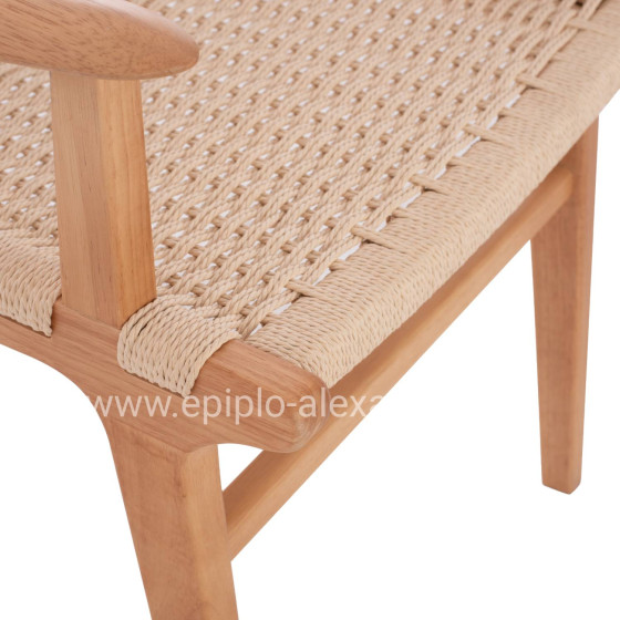 ARMCHAIR HM9331.01 IGNACIO INDOORS RUBBERWOOD ROPE SEAT 61x56x83Η