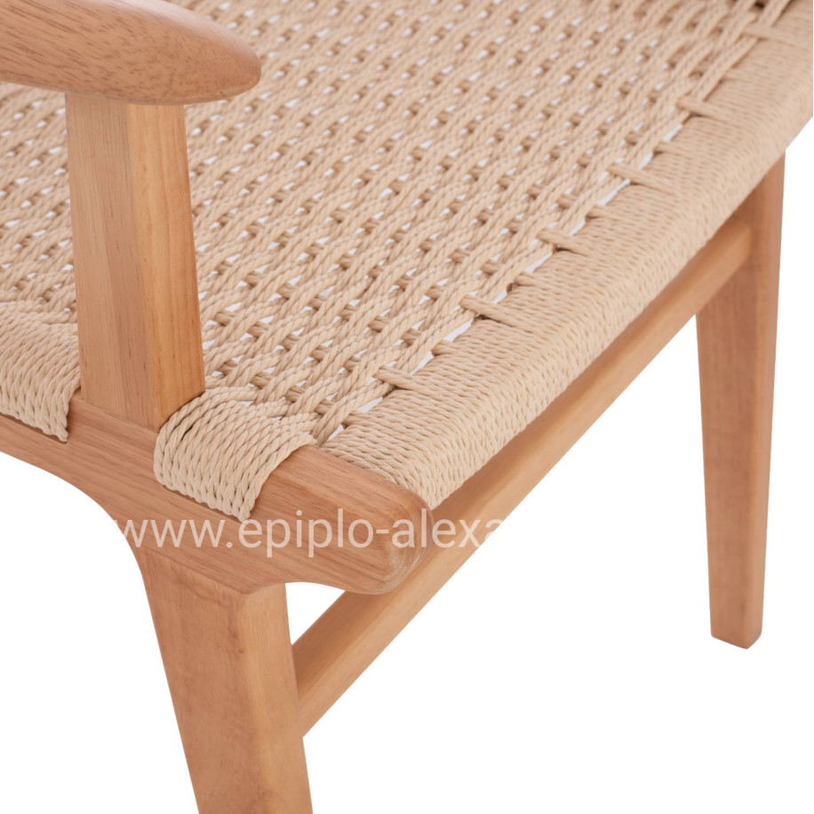 ARMCHAIR HM9331.01 IGNACIO INDOORS RUBBERWOOD ROPE SEAT 61x56x83Η